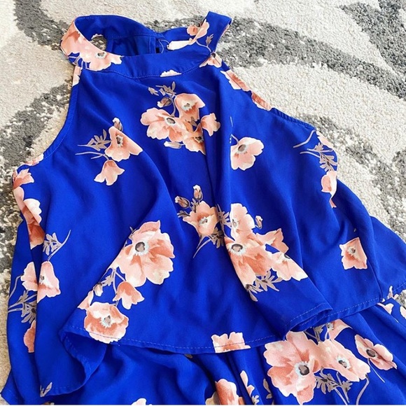 Blue romper with pink flowers - Picture 4 of 4